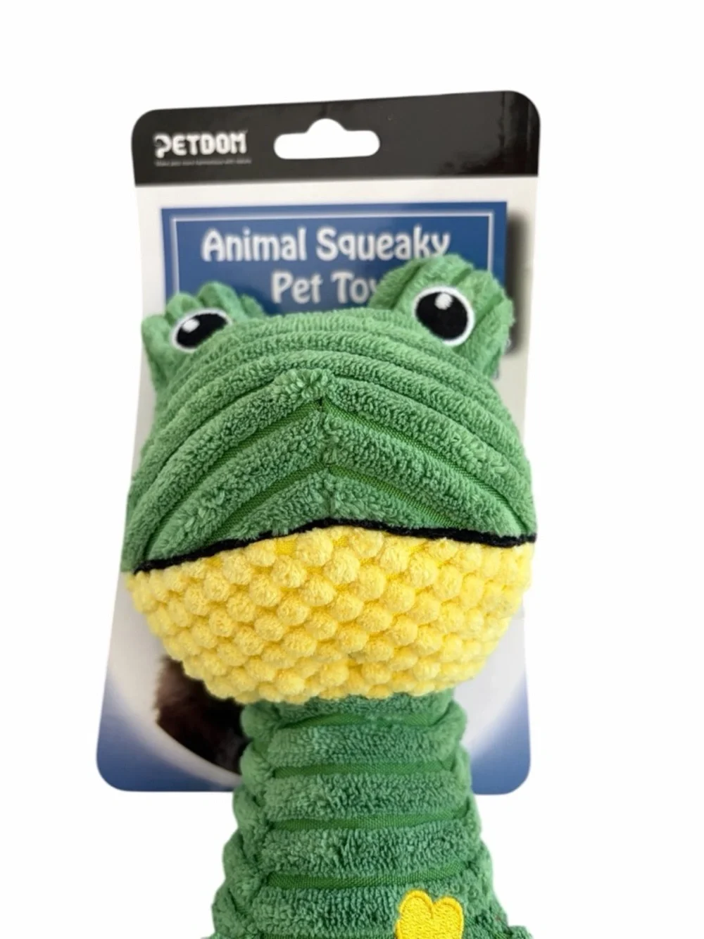 Green & Yellow Plush Alligator Dog Toy - Durable Squeaky Chew Toy